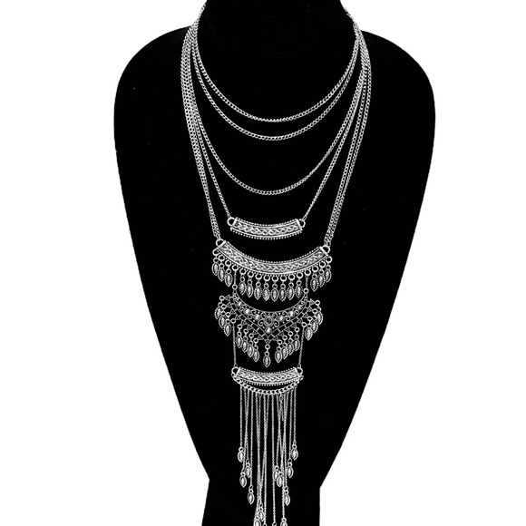 FREE PEOPLE | Multi-Layer Boho ‘Rapture’ Gold-Tone Bib Statement Necklace | NWT - Picture 8 of 9